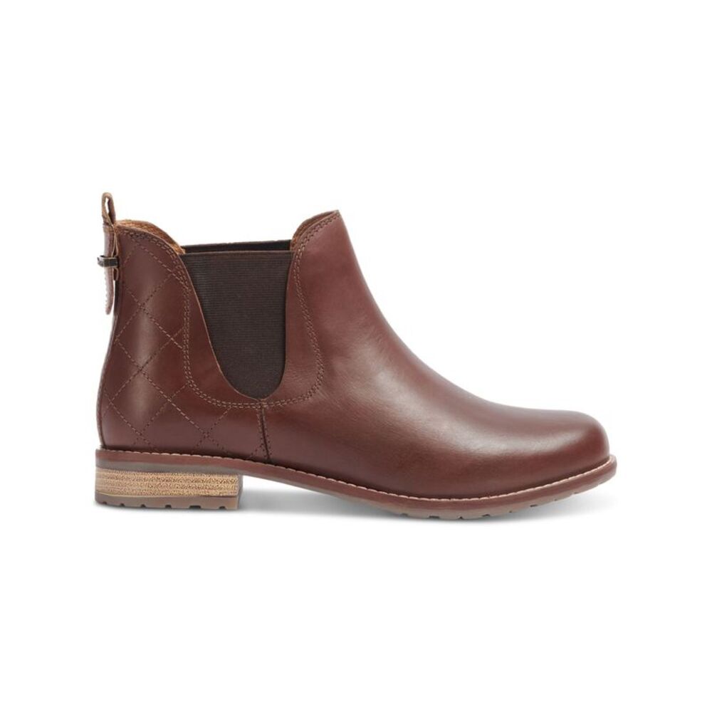 BARBOUR Womens Brown Diamond Quilt Stitched Heel Pull-Tab Camelia Chelsea 6 - Picture 3 of 4